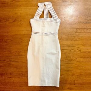 Just Me White Backless Halter Dress